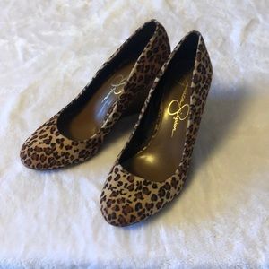 Jessica Simpson leopard wedges